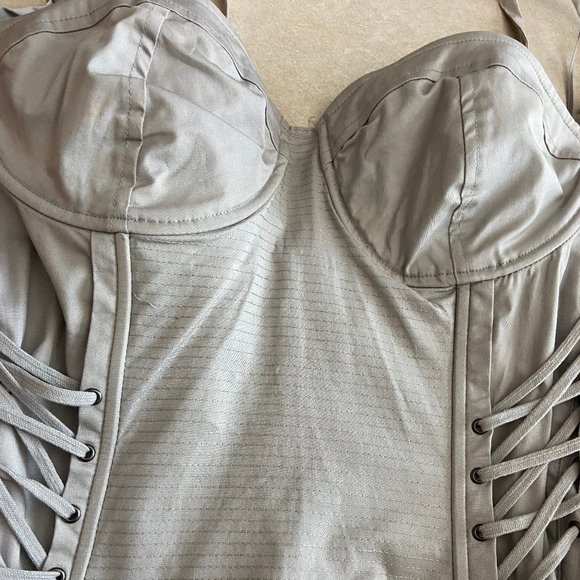 Topshop Gray Corset Bustier Top ALT ASO Katherine Pierce - Picture 4 of 8